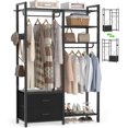thumbnail image 6 of Aheaplus Clothes Rack - Reversible with 2 Drawers, Heavy Duty Garment Rack with Shelves, 6-Tier Freestanding Portable Wardrobe with Hanging Hooks, Black, 6 of 7