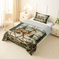 thumbnail image 2 of Castle Fairy Vintage Oil Paint Spotted Deer Twin Comforter Sets 2pcs,Pine Cone Fringe Mountain Bedding Set,Olive Brown Cream,Grey Reversible,1 Comforter and 1 Pillowcase, 2 of 6