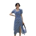 thumbnail image 4 of Vestido de mujer con estampado floral, abertura sexy, gasa sedosa, vestido largo informal, XXL Noticed AP001314-04B, 4 of 7