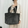thumbnail image 4 of Women's Tote Handbags Furry Tote Bags for Women Fashion Purses and Handbags Winter Plush Shoulder Bags Large Capacity Solid Color Gray, 4 of 6