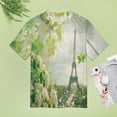 thumbnail image 4 of Blossoming Paris Eiffel Tower Women's Short Sleeve Tops Casual Blouses T Shirt, 4 of 6