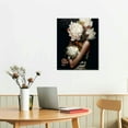 thumbnail image 2 of Nawypu African American Wall Art White Flower on Black Women Head Vintage Canvas Art Paintings Modern Abstract Girl Picture Home Wall Decor for Bedroom Living Room Framed Ready to Hang White, 2 of 4