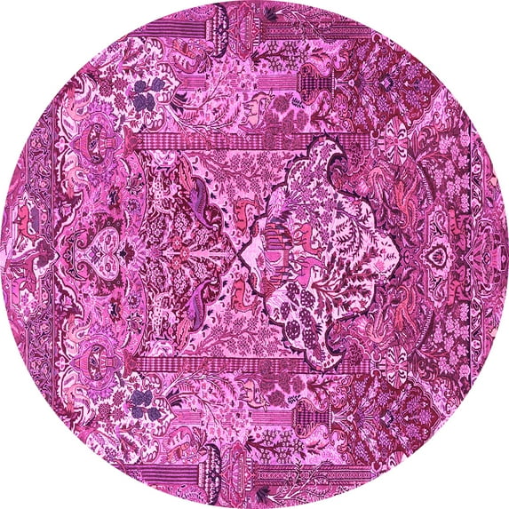 Ahgly Company Indoor Round Animal Pink Traditional Area Rugs, 8' Round