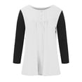 thumbnail image 3 of Flowy Tunic Tops Women Dressy Casual Henley Neck Long Sleeve Pleated Tee Shirts Fall Spring Winter Basic T-shirt (Medium, White 01), 3 of 5