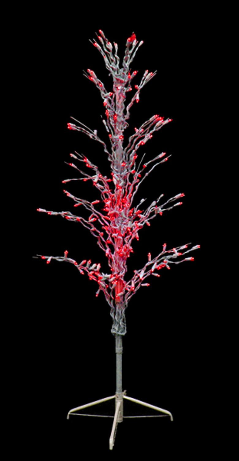 4' Red LED Lighted Christmas Cascade Twig Tree Outdoor Yard Art