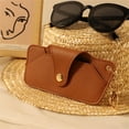 thumbnail image 3 of Anti-pressure Sunglasses Storage Bag Snap Button Glasses Bag with Keychain PU Leather Travel Sunglasses Case Reading Glasses Pouch Protective Cover, 3 of 8