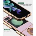 thumbnail image 6 of Compatible with Samsung Galaxy Z Flip 5 Case for Women Men Cute Samsung Z Flip 5 Protective Case Shockproof with Stand and Luxury Plating Gold Edge Phone Case Cover (Light Purple), 6 of 14
