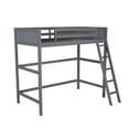 thumbnail image 3 of JINS & VICO Loft Bed, Twin Size Loft Bed Frame with Ladder and Full-Length Guardrail, Solid Wood Loft Bed for Kids Teens Adults Bedroom Dorm, No Box Spring Needed, Gray, 3 of 7