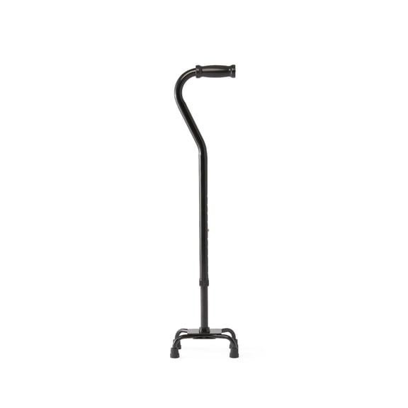 Medline Adjustable Height Bariatric Quad Cane with Small Base, Black, 500-lb Weight Capacity