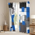 thumbnail image 3 of Erosebridal Teen Blue Square Blackout Curtains 42"Wx84"L Black Grey Geometric Square Window Curtains Black Geometry Striped Window Curtains Bedroom Modern Abstract Curtains 2 Panels, 3 of 6