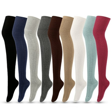 

1 Pair Women Socks Jacquard Thigh High Over Knee Stockings Stretchy Japanese Style Autumn Winter Socks for Daily Wear Black