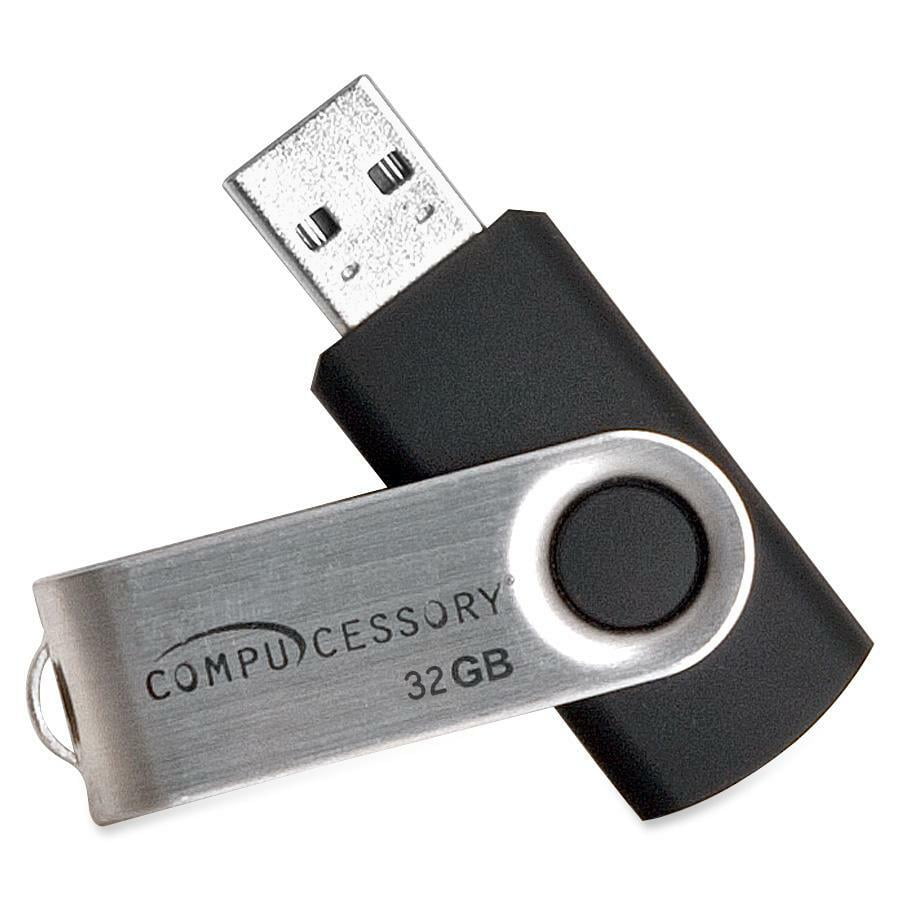 Compucessory Memory Stick-compliant Flash Drive - 32 GB - USB - 12 MB/s Speed - 480 MB/s Write Speed - Silver - 1 Year - 1 Each -
