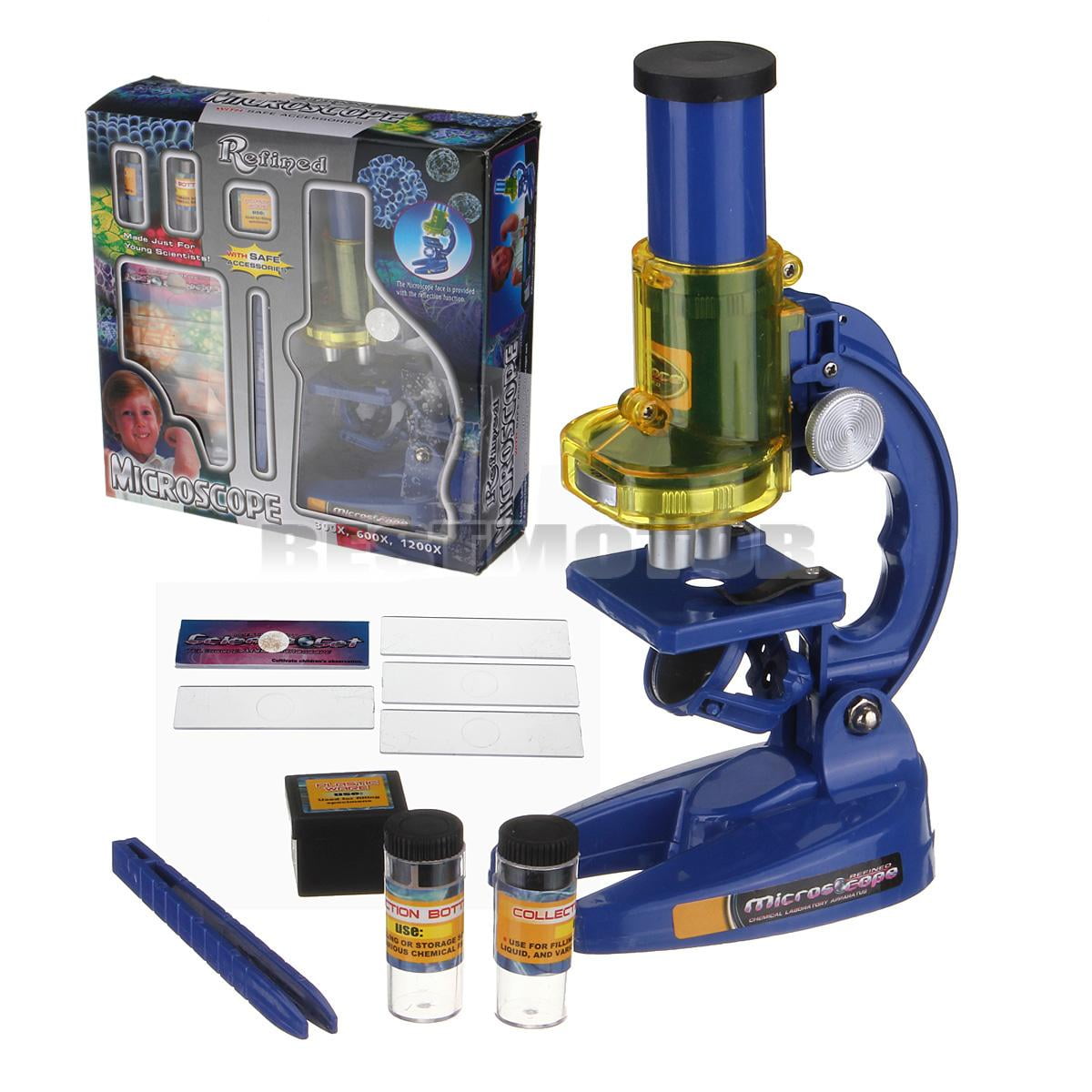 lifcasual 1200 Times Upgraded Childrens Microscope Toys Science Biology Experiment Set Toys Primary School Students Microscope Toys Microscope Teaching Tools Set for School Kids Blue