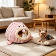 thumbnail image 6 of Sahpxhe Cat Bed, Angler Fish Shaped Warm Winter Plush Cave Pet Bed With Hanging Pom pom Toy For Indoor Cats And Small Dogs, 6 of 6