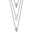 thumbnail image 2 of Sterling Silver Rhodium-plated Three Strand CZ Cross with 2in Extender Pendant Necklace, 2 of 3