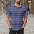 thumbnail image 2 of Dagugfen Tshirts for Men Short Sleeve Button Lapel V Neck Loose Striped Breathable Casual Fishing Shirts, 2 of 5