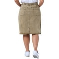 thumbnail image 3 of Agnes Orinda Women's Plus Size Denim Skirt Slash Pocket Elastic Waist Back Flared Vent Jeans Skirts 1X Khaki, 3 of 6