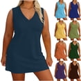 thumbnail image 2 of PADFRYBK Large Size Dresses For Women V-Neck Loose And Comfortable Skirt Casual Home Wear Round Neck Short Sleeved Dress, 2 of 6
