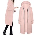thumbnail image 2 of TIANZEN Women Autumn Winter Casual Fashion Solid Color Drawstring Hooded Long Zipper Pocket Coat Long Jacket Coat Womens Fall Jacket Womens Zip up Jacket Women's Jacket, 2 of 5