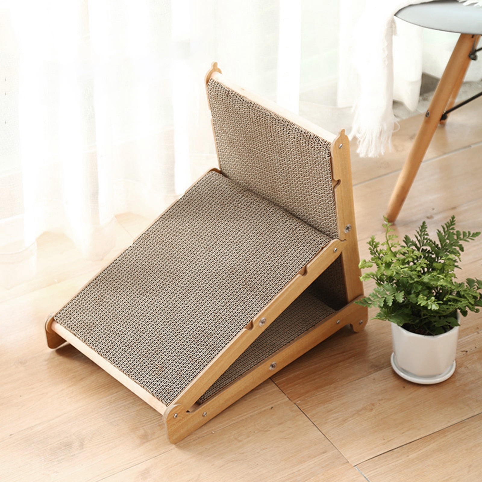 Cat Scrather Cat Scratching Board - Foldable Triangle cat scratch pad, 6 Usable Sides Cat Scratchers for Indoor Cats, Durable Recyclable Cat Scratcher Cardboard Vertical
