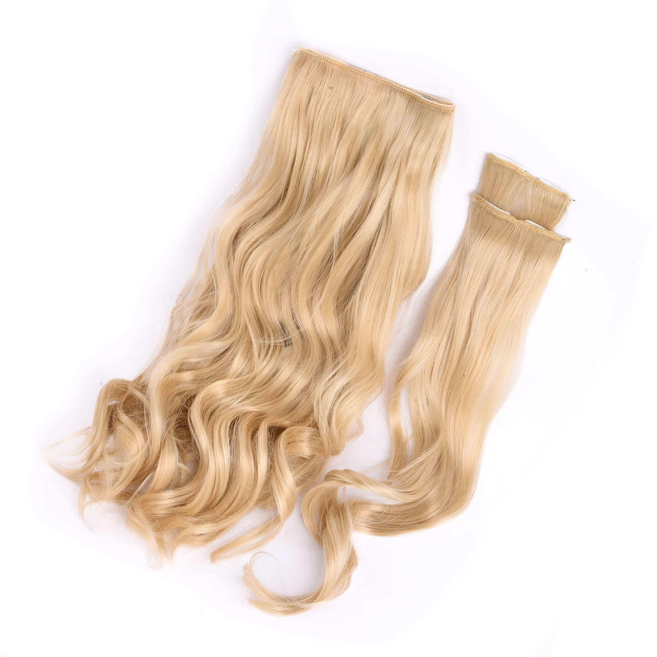 Silike 16" Fish Line Clip In Curly Hair Extensions  3 Piece Set (1 Large + 2 Small Wefts) for Flexible Styling Multi-Color Synthetic Fiber Hairpieces