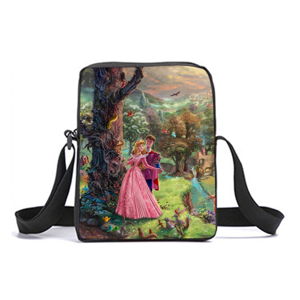 Sleeping Beauty Book Bag Fashion Print Cartoons Art Shoulder School Book Bag  with Pencil Case 62Pcs for Kids Adults Good Gift For Girls Boys 