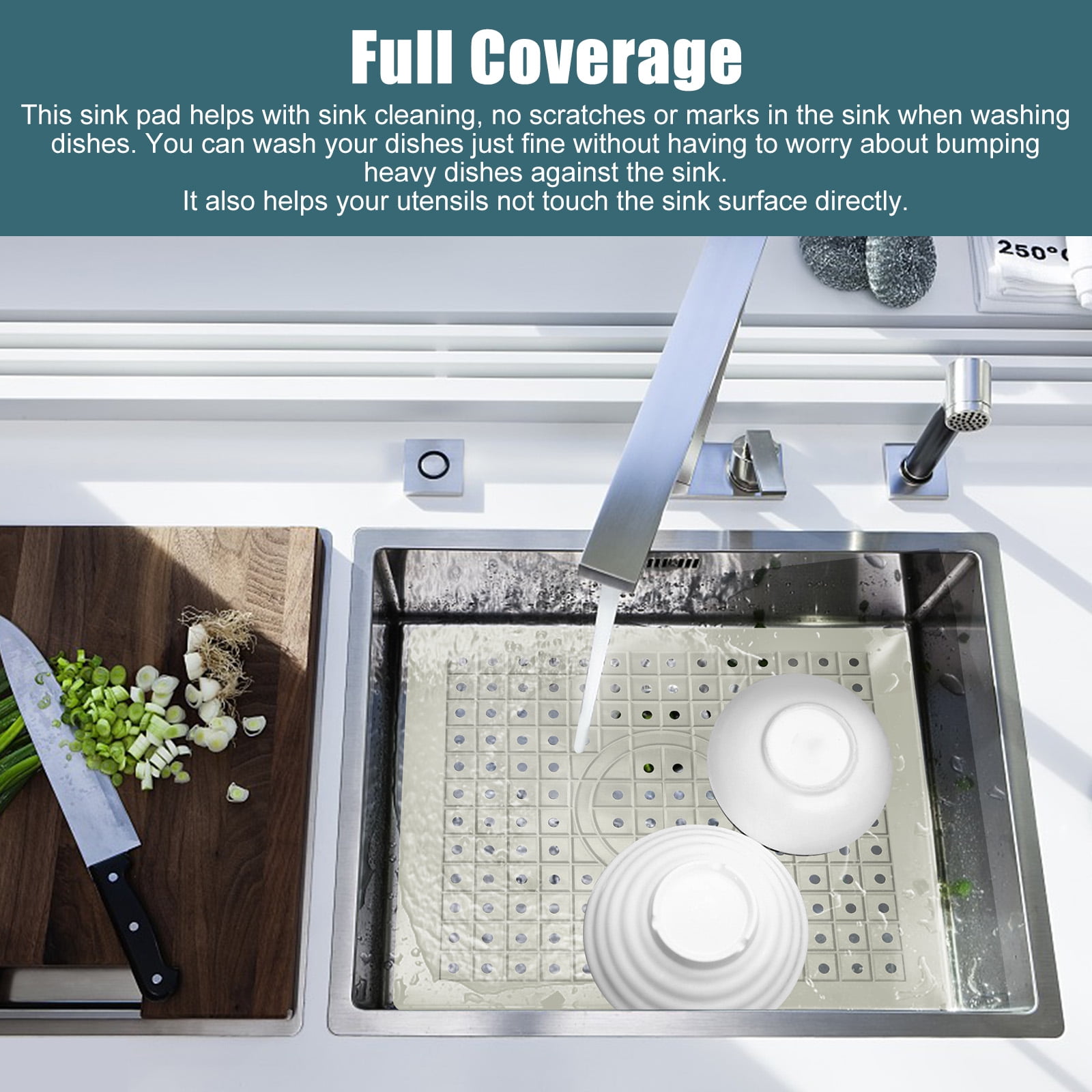 Kitchen Silicone Sink Protector, LONGRV 2 PCS Folding Anti-Slip