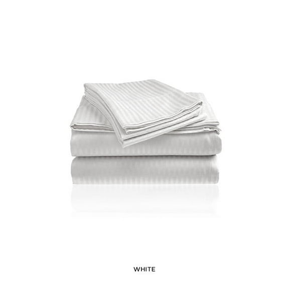 400 TC Dobby Stripe Sheet Set - 4pc, Double Brushed, Soft, Wrinkle-Free, 100% Cotton