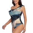 thumbnail image 3 of Picia Dancing Whale Pattern Women's One Piece Swimsuits,One Shoulder Swimwear Asymmetric ,Ruffle Monokinis Bathing Suits,High Waisted Flattering Bathing Suits-XX-Large, 3 of 8