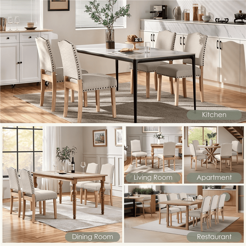 Renwick 2PCS Upholstered Dining Chairs, Beige