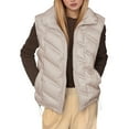 thumbnail image 5 of Women's Sleeveless Vest Jacket, Solid Color Cotton Zip Front Top, Casual Short Length Tank Style Outerwear, Lightweight Layering Piece, Comfortable Vest with Pocket Beige L, 5 of 6