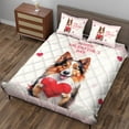 thumbnail image 3 of Happy Valentine's Day Shetland Sheepdog Brings Love Heart Quilt Bedding Set Sheltie Dog Lover Gifts 1 Blanket Bed Cover 2 Pillowcases - 02028, 3 of 5