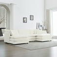 thumbnail image 2 of Williamspace 111.5" Sectional Sofa Couch, Modern Upholstered U-Shaped Sofa with 2 Ottoman & Toss Pillows, Modular 5 Seat Chenille Fabric Sofa Furniture for Living Room Apartment, White, 2 of 6
