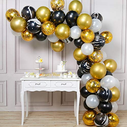 Gold And Black Balloons 70 Pcs Black Balloons Black Marble Bal White Balloons 