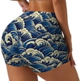 thumbnail image 1 of Balery Japanese Water Wave Pantalones cortos de entrenamiento estampados para mujer, sin costuras, ajustados, para gimnasio, yoga, correr, deportes, ejercicio activo, fitness.-Small, 1 of 8