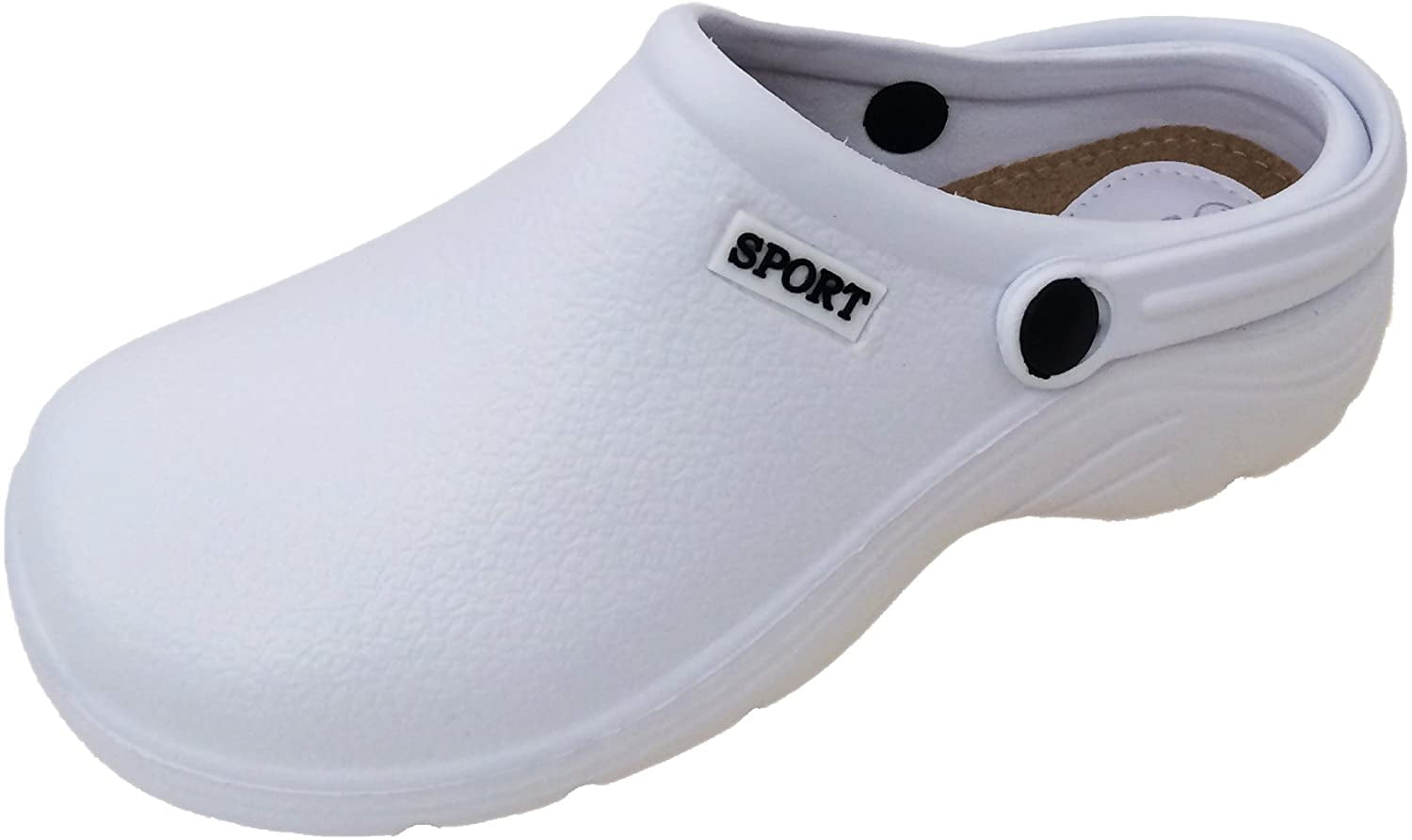 Womens Closed Toe White Clogs Hospital Gardening Kitchen Slip On Mule Shoes 
