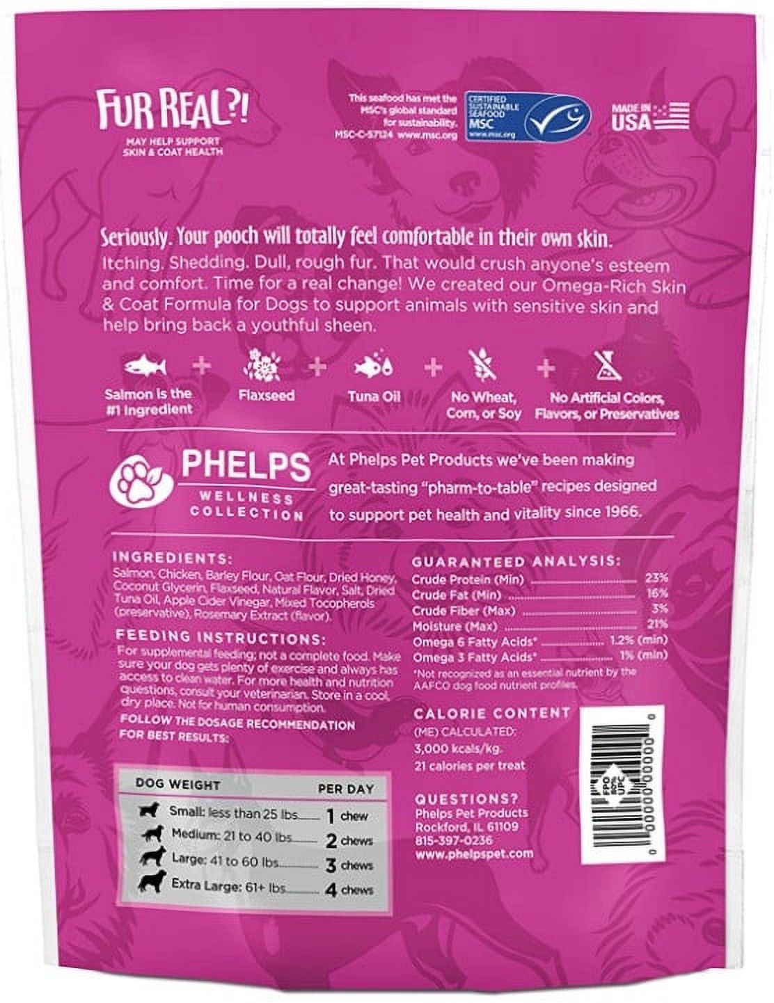 Phelps Wellness Collection Fur Real Skin & Coat Salmon & Chicken Recipe Dog Treats 4.5 oz