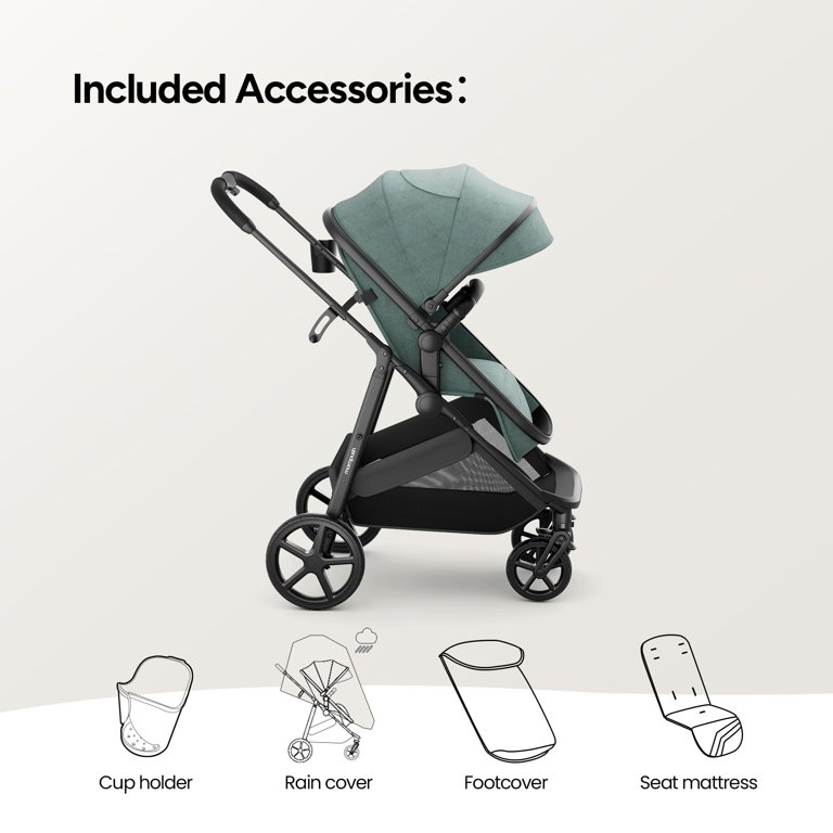 Mompush Wiz 2-in-1 Infant Bassinet Stroller, Reclining Seat 