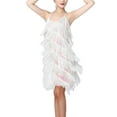 thumbnail image 2 of Kaerm Women's 1920s Flapper Dress Spaghetti Straps Sequin Fringe Latin Dance Dress Party Dancewear White XXL, 2 of 6