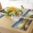 thumbnail image 4 of Ambesonne Scenery Place Mats Set of 4, Dreamy Sunset on River, Standard Size, Blue Yellow, 4 of 6