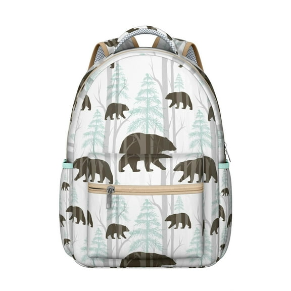 Bear Embroidered Backpack - Durable & Fashionable Backpack for Teens & Adults, Water-Resistant, Laptop-Friendly, Multiple Pockets, Ideal for School & Travel