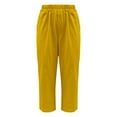 thumbnail image 4 of Yellow Womens Pants Women's Pocket Cotton Linen Fashion Solid Color Pants Slim Casual Long Pants Casual Pants Women, 4 of 5