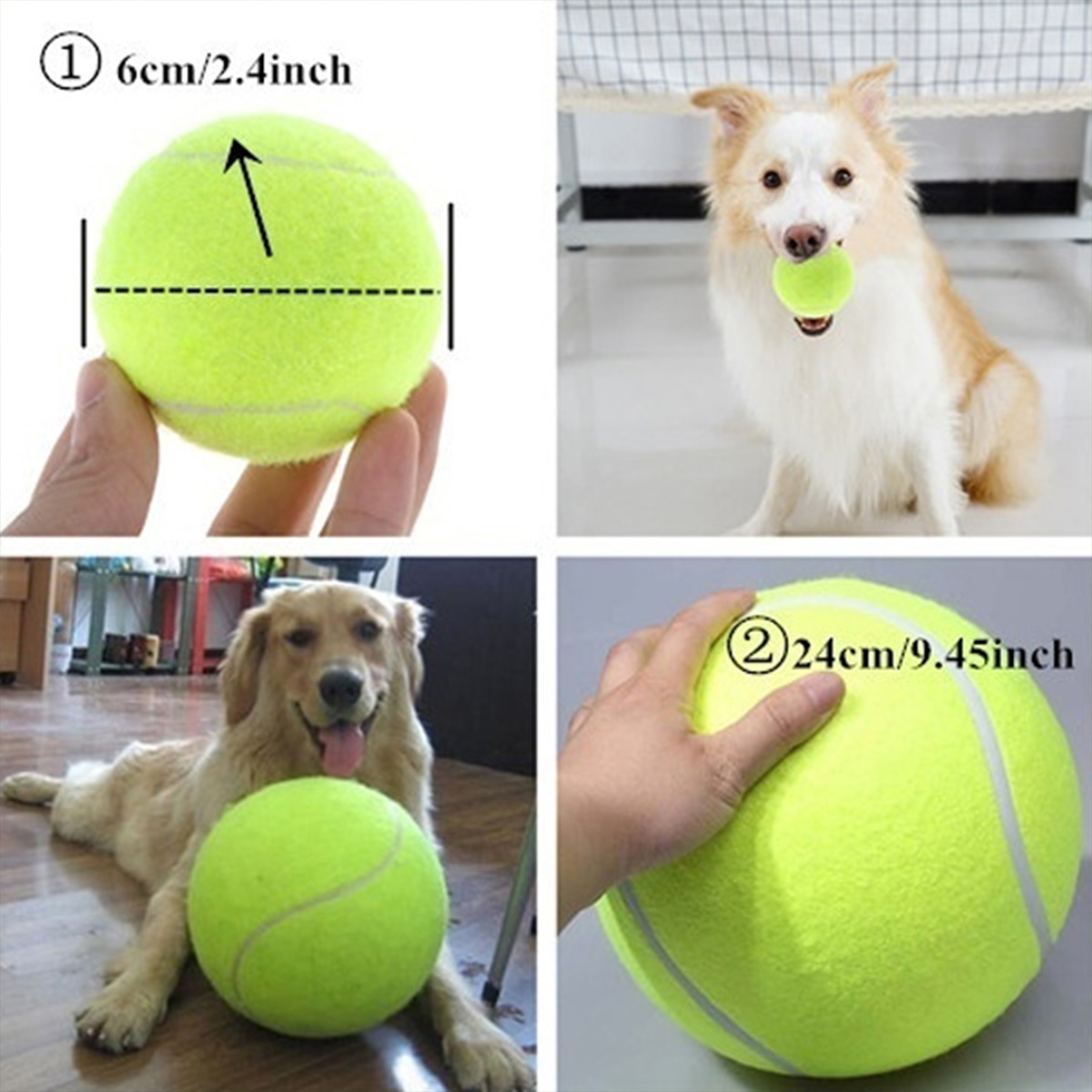 2.4/9.45inch Pet Tennis Ball Toy Large Dog Puppy Rubber Ball Thrower