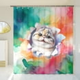 thumbnail image 3 of Funny Watercolor Adorable Exotic Shorthair Peeking Through Torn Paper Effect Shower Curtain Cat Lover Kitten Owner Gifts Waterproof Bathroom Bathtub Curtain - 00026, 3 of 5