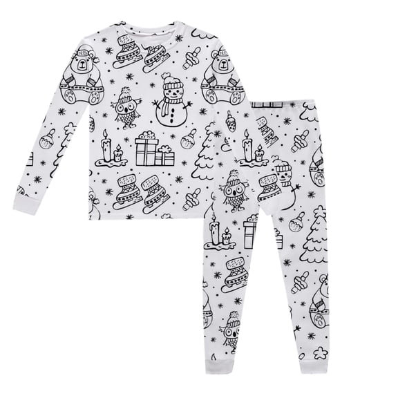 WAYUTE Girls Pajamas Long Sleeve Comfortable Soft and Breathable Top and Pants Cute Printed Sleepwear for Toddler and Kids Home Outfit