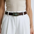 thumbnail image 3 of Retro Edgy Buckles Belt Adjustable Brown PU Leather Strap Embossed Belt Fashion Accessory For Women Men, 3 of 11