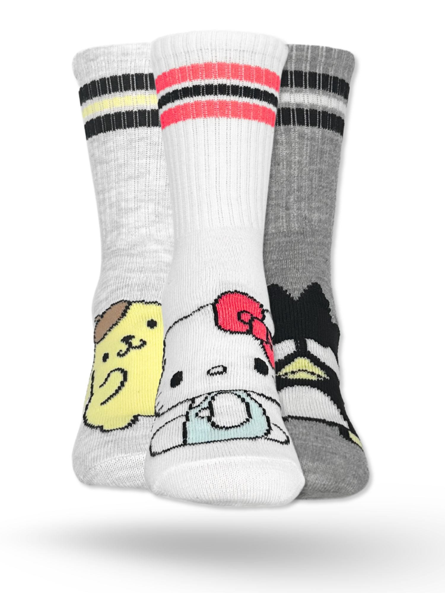 Hello Kitty & Friends Girls Mid-Crew Socks, 3-Pack, Sizes S/M-M/L