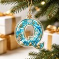 thumbnail image 5 of AZXY Christmas Winter Seaside Alphabet Tree Hanging Decor, Blue Wave Shell Letter Acrylic Suncatcher, Home Christmas Decorations, Custom Initial Holiday Pendant for Front Door Garland Mantel, Q, 5 of 7