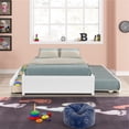 thumbnail image 1 of Platform Full Bed Frame, BTMWAY Wood Full Platform Bed, Full Size Platform Bed Frame with Twin Trundle, 2 Drawers, Platform Bed Frame Full for Bedroom Apartment, No Box Spring Needed, White, R1578, 1 of 6