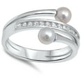 thumbnail image 4 of White Cubic Zirconia Simulated Pearl Ring .925 Sterling Silver Band Jewelry Female Male Size 10, 4 of 4